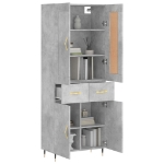 Credenza Grigio Cemento 69,5x34x180 cm in Legno Multistrato