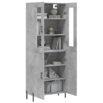 Credenza Grigio Cemento 69,5x34x180 cm in Legno Multistrato