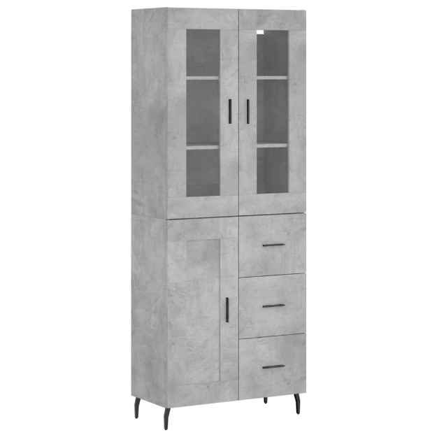 Credenza Grigio Cemento 69,5x34x180 cm in Legno Multistrato