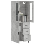 Credenza Grigio Cemento 69,5x34x180 cm in Legno Multistrato