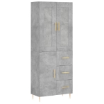 Credenza Grigio Cemento 69,5x34x180 cm in Legno Multistrato