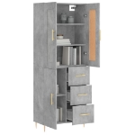 Credenza Grigio Cemento 69,5x34x180 cm in Legno Multistrato