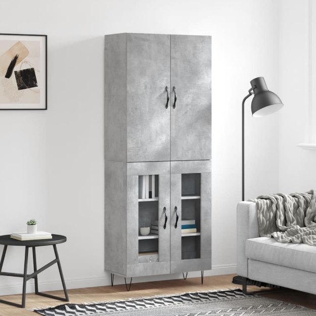 Credenza Grigio Cemento 69,5x34x180 cm in Legno Multistrato