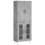 Credenza Grigio Cemento 69,5x34x180 cm in Legno Multistrato