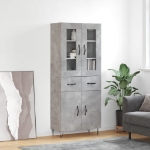 Credenza Grigio Cemento 69,5x34x180 cm in Legno Multistrato