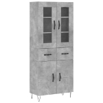 Credenza Grigio Cemento 69,5x34x180 cm in Legno Multistrato