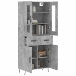 Credenza Grigio Cemento 69,5x34x180 cm in Legno Multistrato