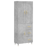 Credenza Grigio Cemento 69,5x34x180 cm in Legno Multistrato