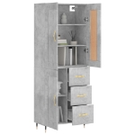 Credenza Grigio Cemento 69,5x34x180 cm in Legno Multistrato