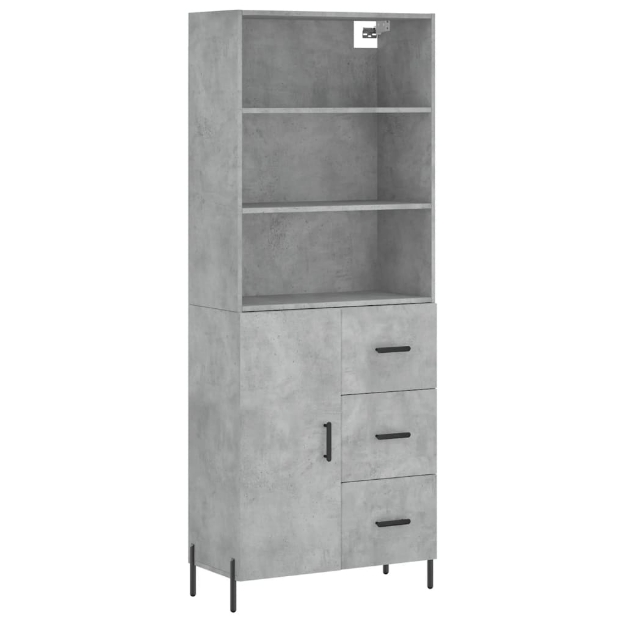 Credenza Grigio Cemento 69,5x34x180 cm in Legno Multistrato