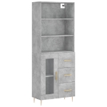 Credenza Grigio Cemento 69,5x34x180 cm in Legno Multistrato