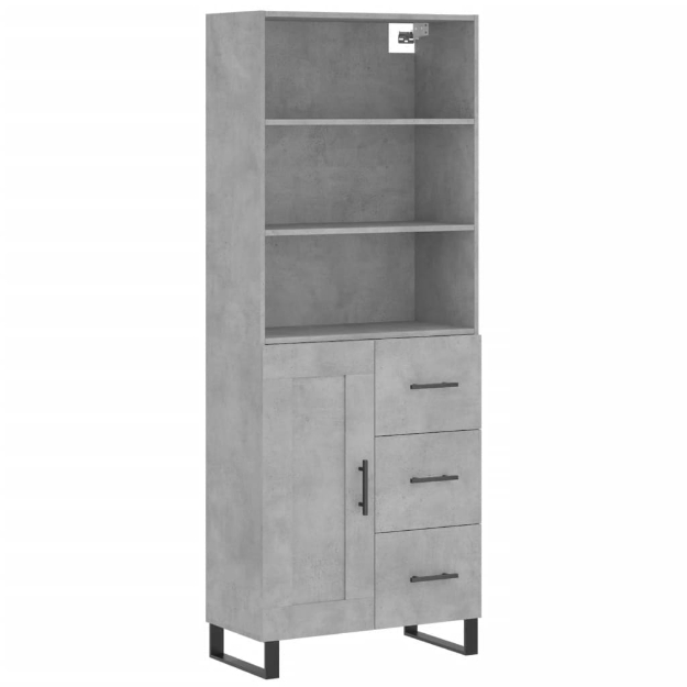 Credenza Grigio Cemento 69,5x34x180 cm in Legno Multistrato