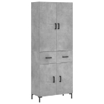 Credenza Grigio Cemento 69,5x34x180 cm in Legno Multistrato