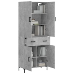 Credenza Grigio Cemento 69,5x34x180 cm in Legno Multistrato