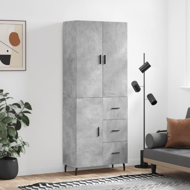 Credenza Grigio Cemento 69,5x34x180 cm in Legno Multistrato