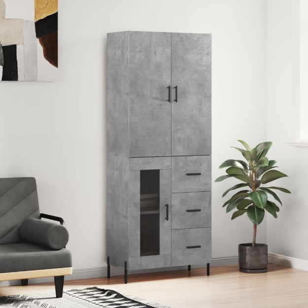 Credenza Grigio Cemento 69,5x34x180 cm in Legno Multistrato