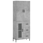 Credenza Grigio Cemento 69,5x34x180 cm in Legno Multistrato