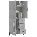 Credenza Grigio Cemento 69,5x34x180 cm in Legno Multistrato