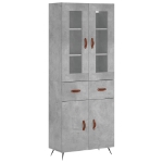 Credenza Grigio Cemento 69,5x34x180 cm in Legno Multistrato