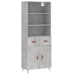 Credenza Grigio Cemento 69,5x34x180 cm in Legno Multistrato