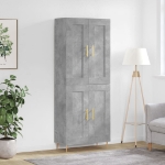 Credenza Grigio Cemento 69,5x34x180 cm in Legno Multistrato