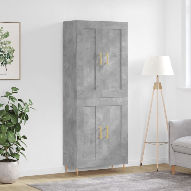 Credenza Grigio Cemento 69,5x34x180 cm in Legno Multistrato