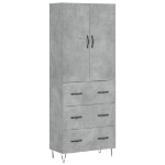 Credenza Grigio Cemento 69,5x34x180 cm in Legno Multistrato