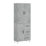 Credenza Grigio Cemento 69,5x34x180 cm in Legno Multistrato