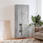 Credenza Grigio Cemento 69,5x34x180 cm in Legno Multistrato