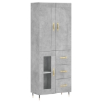 Credenza Grigio Cemento 69,5x34x180 cm in Legno Multistrato