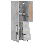 Credenza Grigio Cemento 69,5x34x180 cm in Legno Multistrato