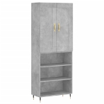 Credenza Grigio Cemento 69,5x34x180 cm in Legno Multistrato