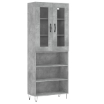 Credenza Grigio Cemento 69,5x34x180 cm in Legno Multistrato