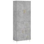 Credenza Grigio Cemento 69,5x34x180 cm in Legno Multistrato