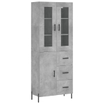 Credenza Grigio Cemento 69,5x34x180 cm in Legno Multistrato