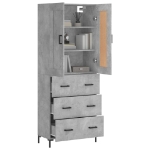 Credenza Grigio Cemento 69,5x34x180 cm in Legno Multistrato