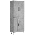 Credenza Grigio Cemento 69,5x34x180 cm in Legno Multistrato