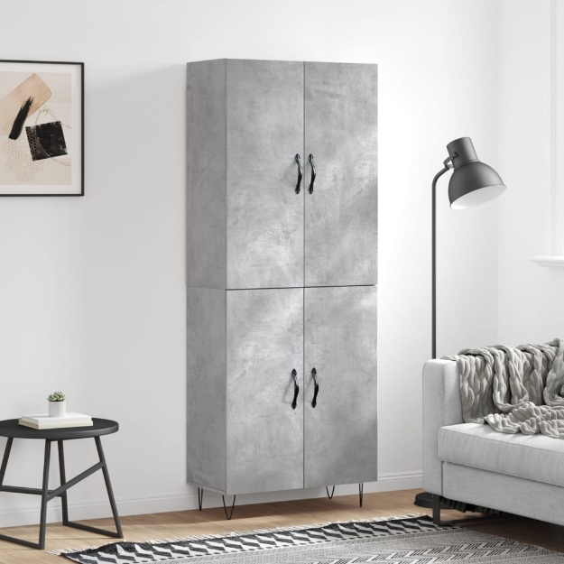 Credenza Grigio Cemento 69,5x34x180 cm in Legno Multistrato