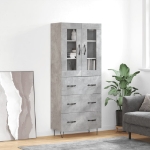 Credenza Grigio Cemento 69,5x34x180 cm in Legno Multistrato