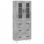 Credenza Grigio Cemento 69,5x34x180 cm in Legno Multistrato