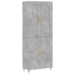 Credenza Grigio Cemento 69,5x34x180 cm in Legno Multistrato