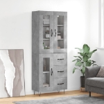 Credenza Grigio Cemento 69,5x34x180 cm in Legno Multistrato