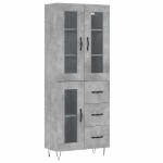 Credenza Grigio Cemento 69,5x34x180 cm in Legno Multistrato