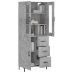 Credenza Grigio Cemento 69,5x34x180 cm in Legno Multistrato