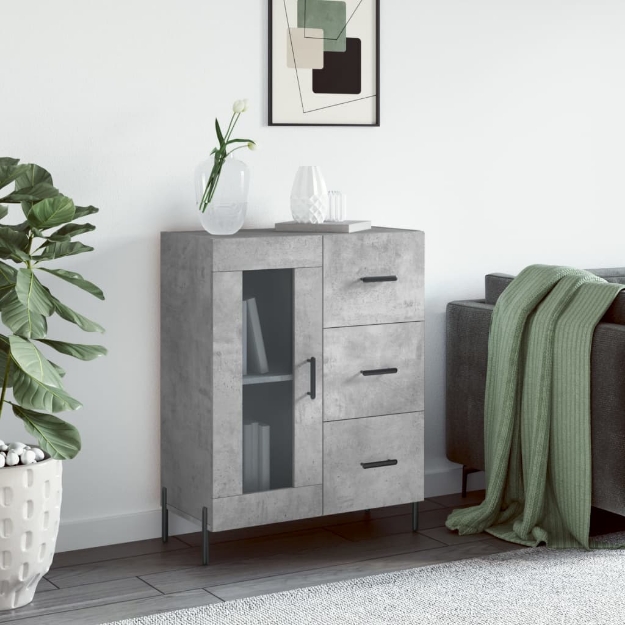 Credenza Grigio Cemento 69,5x34x90 cm in Legno Multistrato