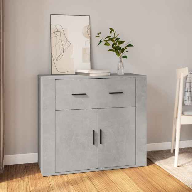 Credenza Grigio Cemento 80x33x70 cm in Legno Multistrato