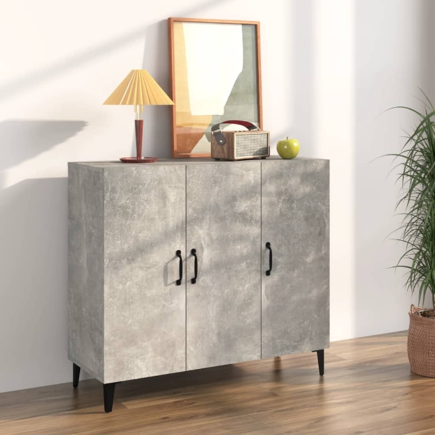 Credenza Grigio Cemento 90x34x80 cm in Legno Multistrato