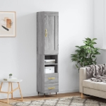 Credenza Grigio Sonoma 34,5x34x180 cm in Legno Multistrato