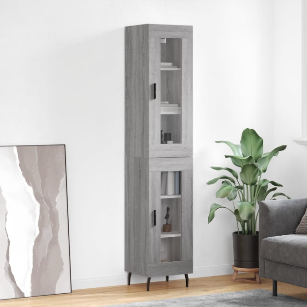 Credenza Grigio Sonoma 34,5x34x180 cm in Legno Multistrato