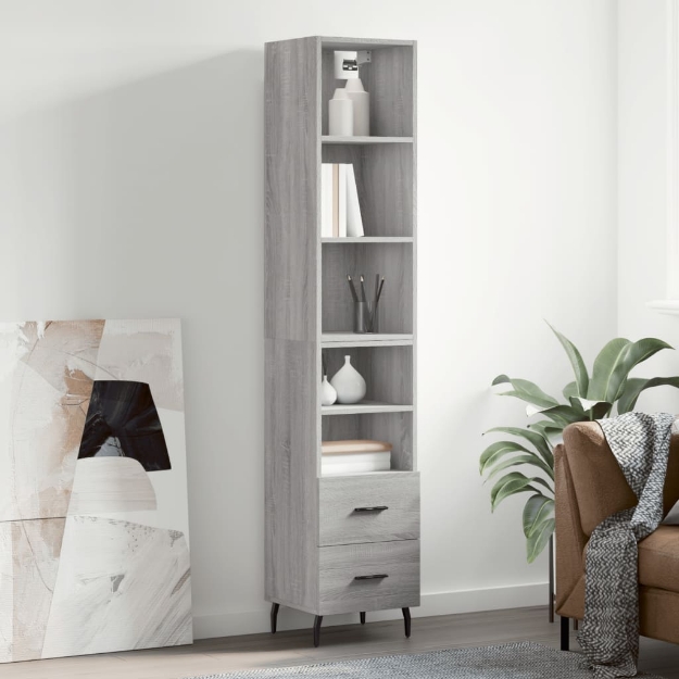 Credenza Grigio Sonoma 34,5x34x180 cm in Legno Multistrato